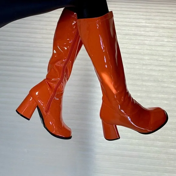 Vintage Shoes Fun Vintage Orange Knee High Boots Poshmark